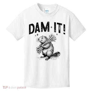Funny Animal Beaver Dam It Kids T-Shirt