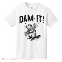 Funny Animal Beaver Dam It Kids T-Shirt thumb 0
