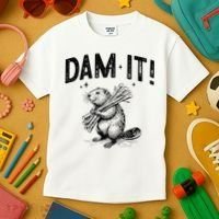 Funny Animal Beaver Dam It Kids T-Shirt thumb 3