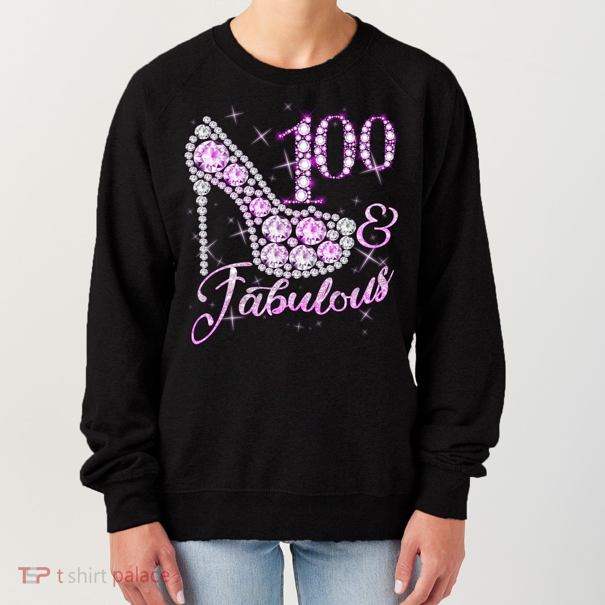 Fabulous & 100 Sparkly Shiny Heel 100th Birthday Women's Sweatshirt