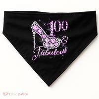 Fabulous & 100 Sparkly Shiny Heel 100th Birthday USA-Made Doggie Bandana thumb 0