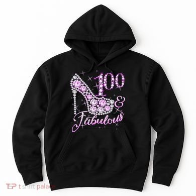 Fabulous & 100 Sparkly Shiny Heel 100th Birthday Hoodie