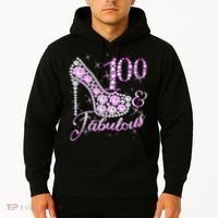 Fabulous & 100 Sparkly Shiny Heel 100th Birthday Hoodie thumb 2