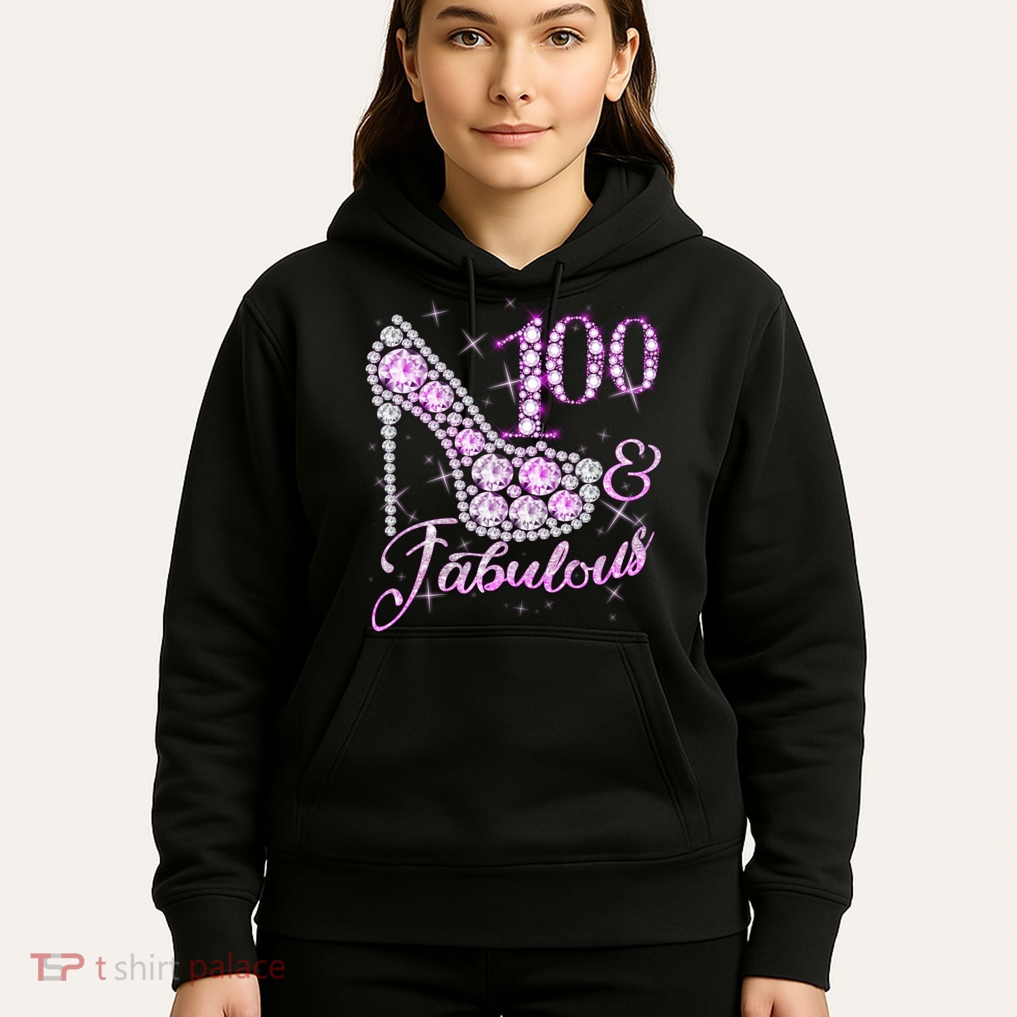 Fabulous & 100 Sparkly Shiny Heel 100th Birthday Hoodie