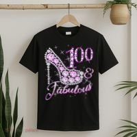 Fabulous & 100 Sparkly Shiny Heel 100th Birthday T-Shirt thumb 2