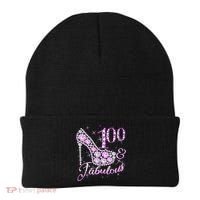 Fabulous & 100 Sparkly Shiny Heel 100th Birthday Beanie thumb 0
