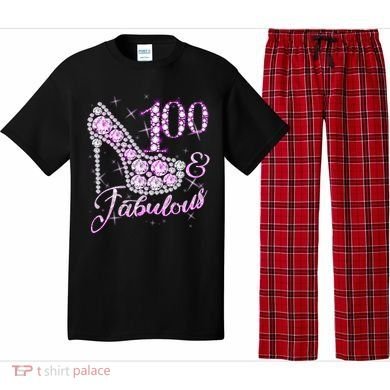 Fabulous & 100 Sparkly Shiny Heel 100th Birthday Pajama Set