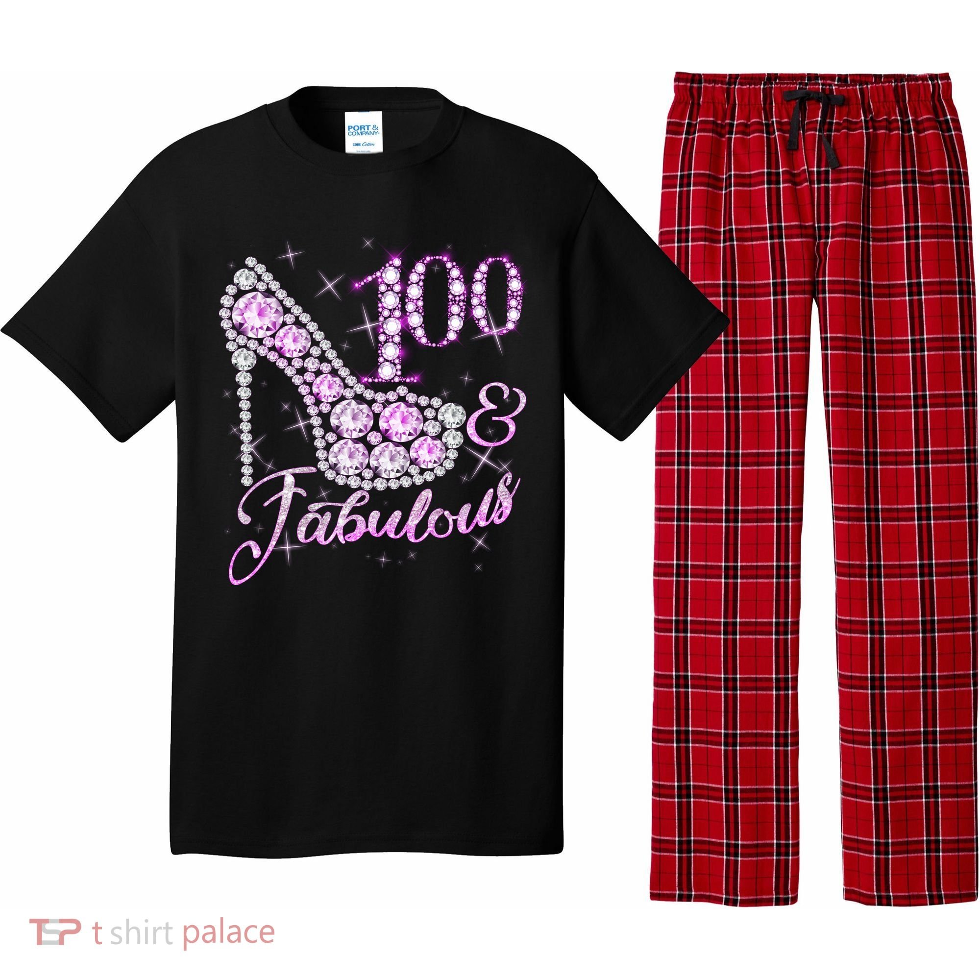 Fabulous & 100 Sparkly Shiny Heel 100th Birthday Pajama Set