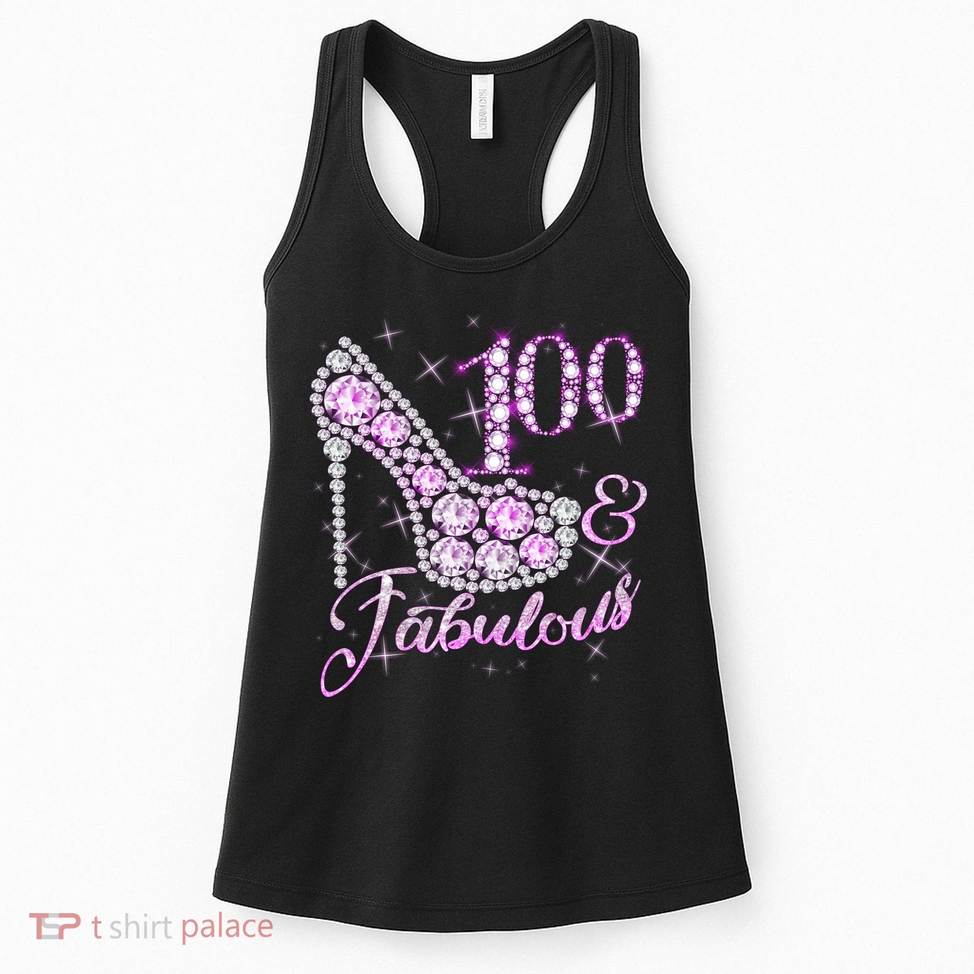 Fabulous & 100 Sparkly Shiny Heel 100th Birthday Women's Tank Top