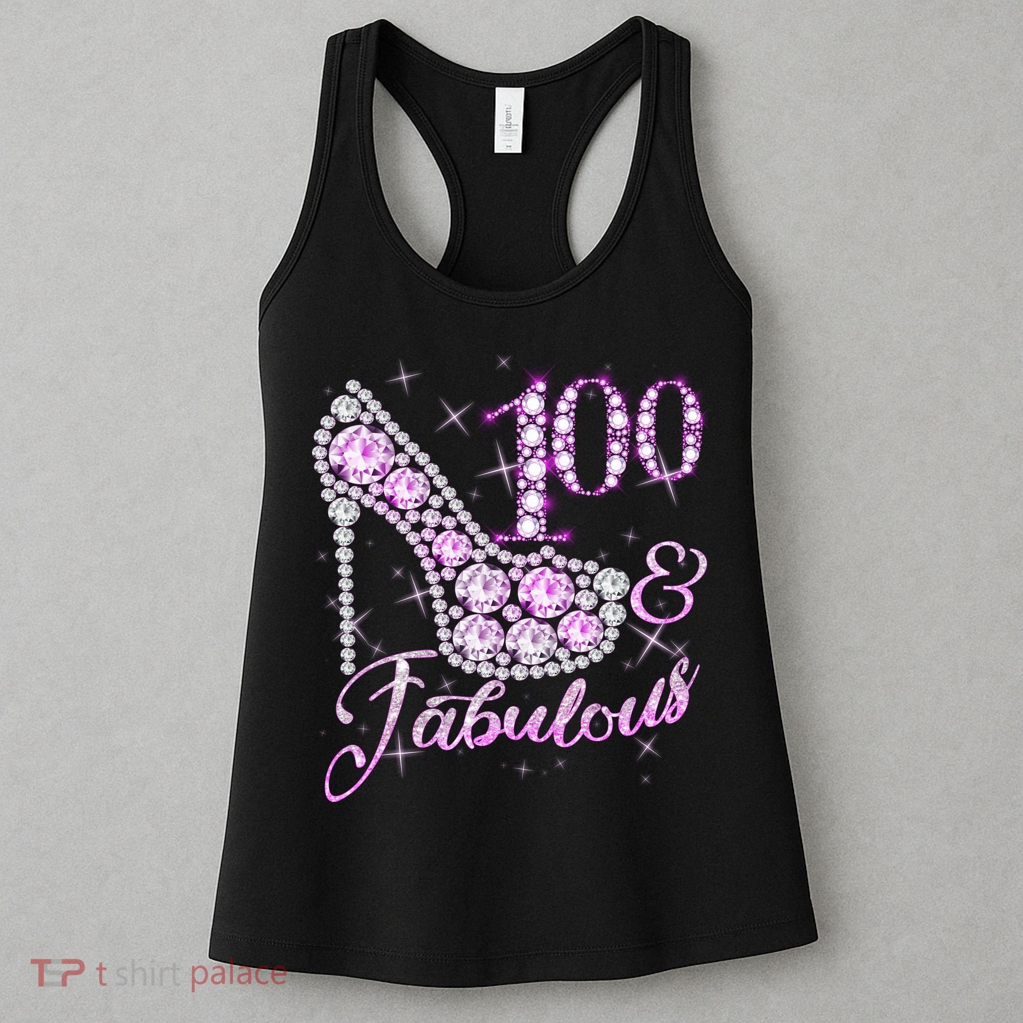 Fabulous & 100 Sparkly Shiny Heel 100th Birthday Women's Tank Top