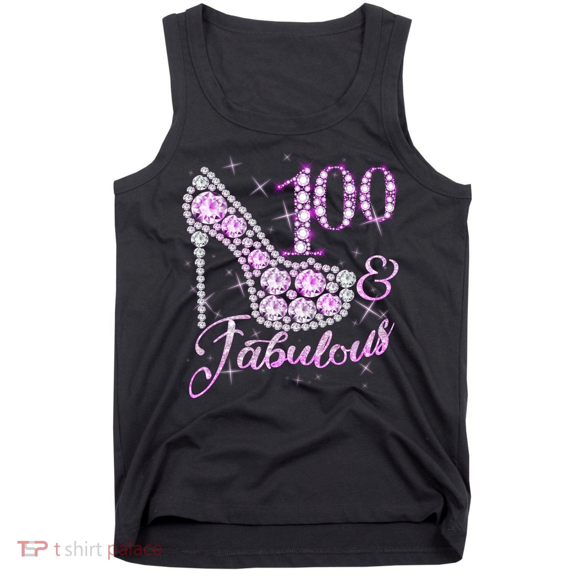 Fabulous & 100 Sparkly Shiny Heel 100th Birthday Tank Top