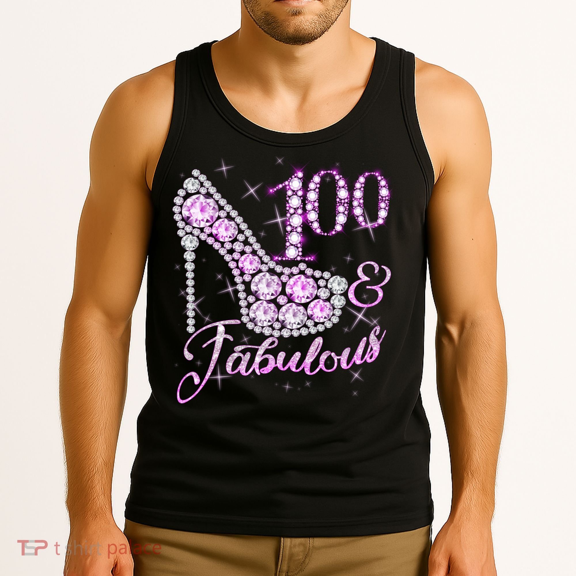 Fabulous & 100 Sparkly Shiny Heel 100th Birthday Tank Top