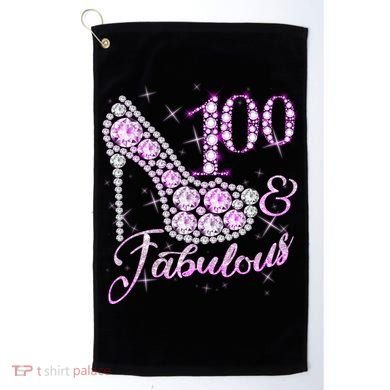 Fabulous & 100 Sparkly Shiny Heel 100th Birthday Golf Towel