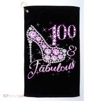 Fabulous & 100 Sparkly Shiny Heel 100th Birthday Golf Towel thumb 0