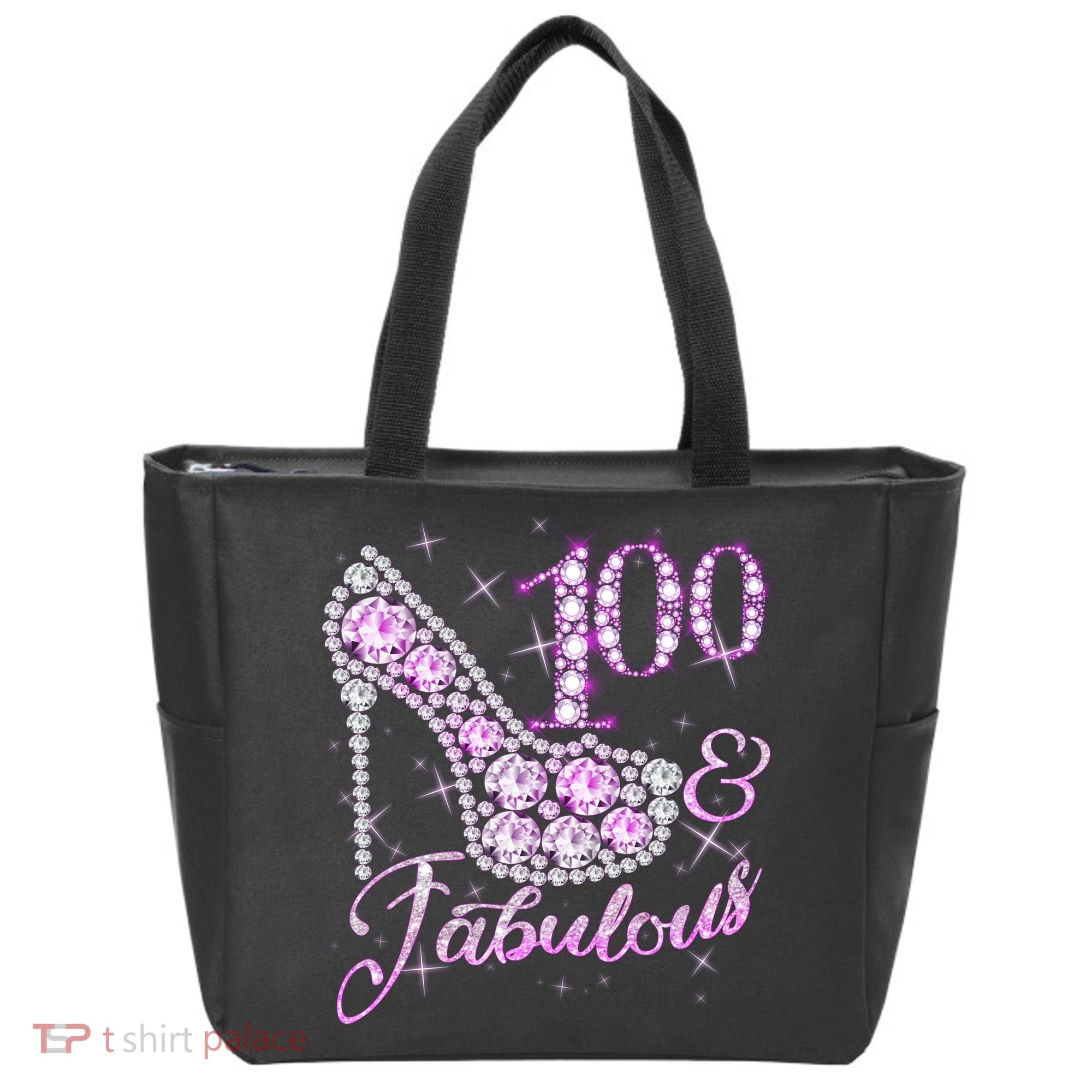 Fabulous & 100 Sparkly Shiny Heel 100th Birthday Tote Bag