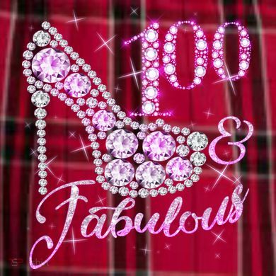 Fabulous & 100 Sparkly Shiny Heel 100th Birthday Women's Flannel Plaid Pajama Pants