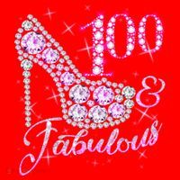 Fabulous & 100 Sparkly Shiny Heel 100th Birthday Santa Hat thumb 1