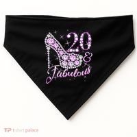 Fabulous & 20 Sparkly Shiny Heel 20th Birthday USA-Made Doggie Bandana thumb 0