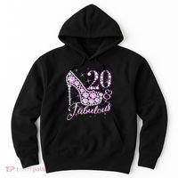 Fabulous & 20 Sparkly Shiny Heel 20th Birthday Hoodie thumb 0