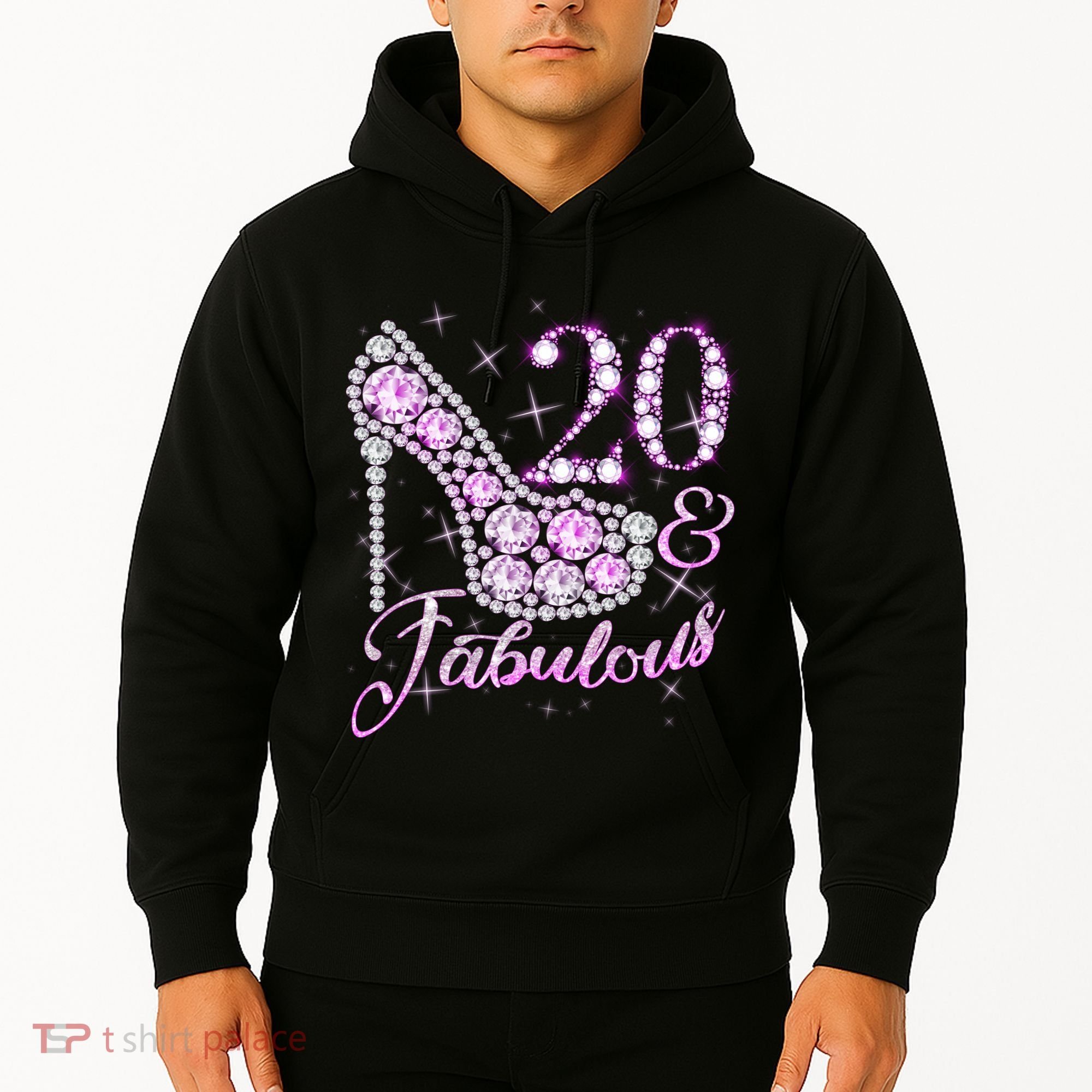 Fabulous & 20 Sparkly Shiny Heel 20th Birthday Hoodie