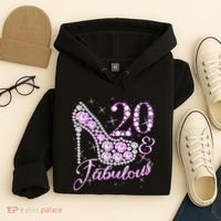 Fabulous & 20 Sparkly Shiny Heel 20th Birthday Hoodie thumb 4