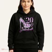 Fabulous & 20 Sparkly Shiny Heel 20th Birthday Hoodie thumb 5