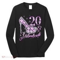 Fabulous & 20 Sparkly Shiny Heel 20th Birthday Long Sleeve Shirt thumb 0