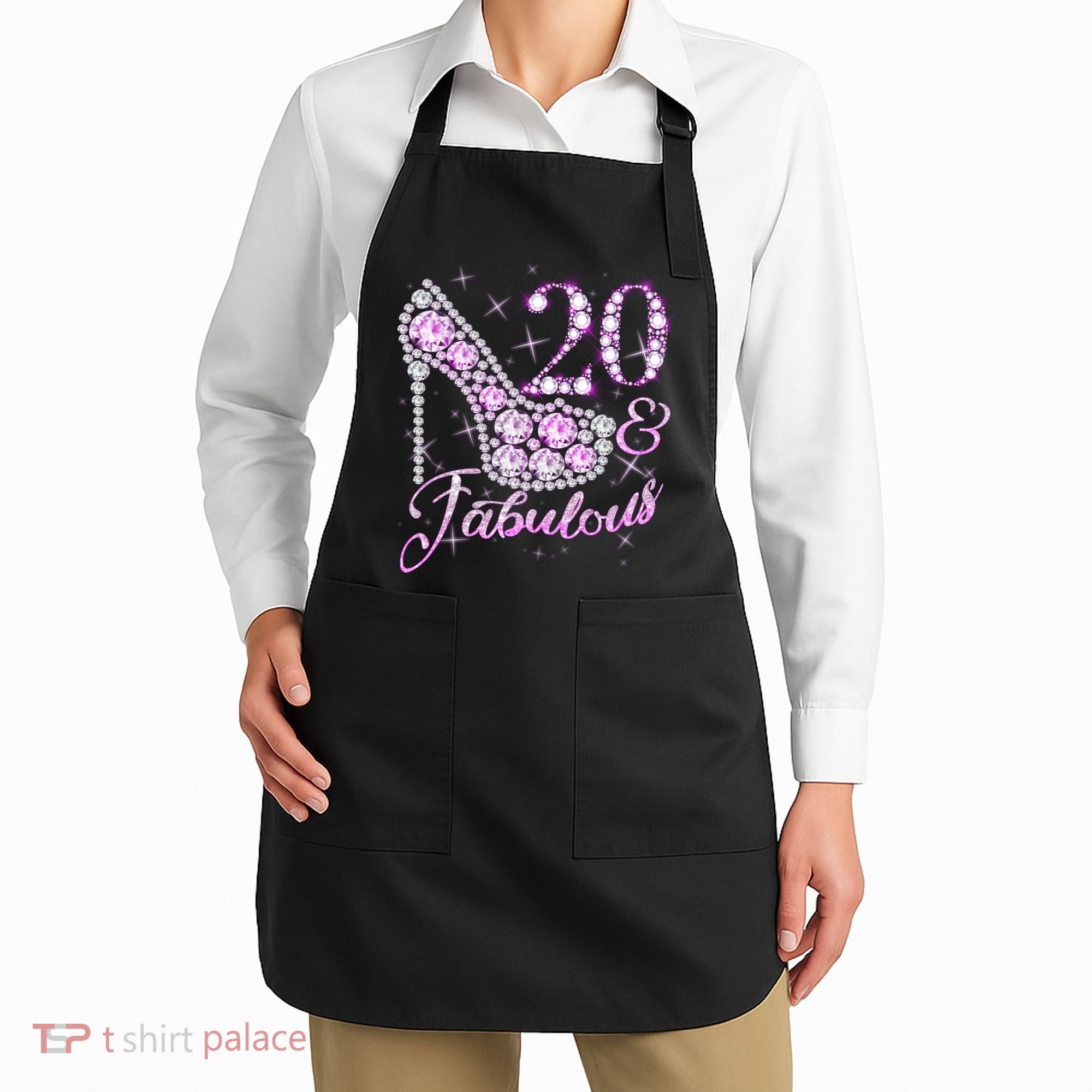 Fabulous & 20 Sparkly Shiny Heel 20th Birthday Apron