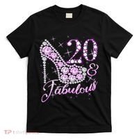 Fabulous & 20 Sparkly Shiny Heel 20th Birthday T-Shirt thumb 0