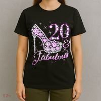 Fabulous & 20 Sparkly Shiny Heel 20th Birthday T-Shirt thumb 4