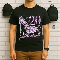 Fabulous & 20 Sparkly Shiny Heel 20th Birthday T-Shirt thumb 6