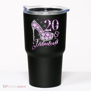Fabulous & 20 Sparkly Shiny Heel 20th Birthday Tumbler