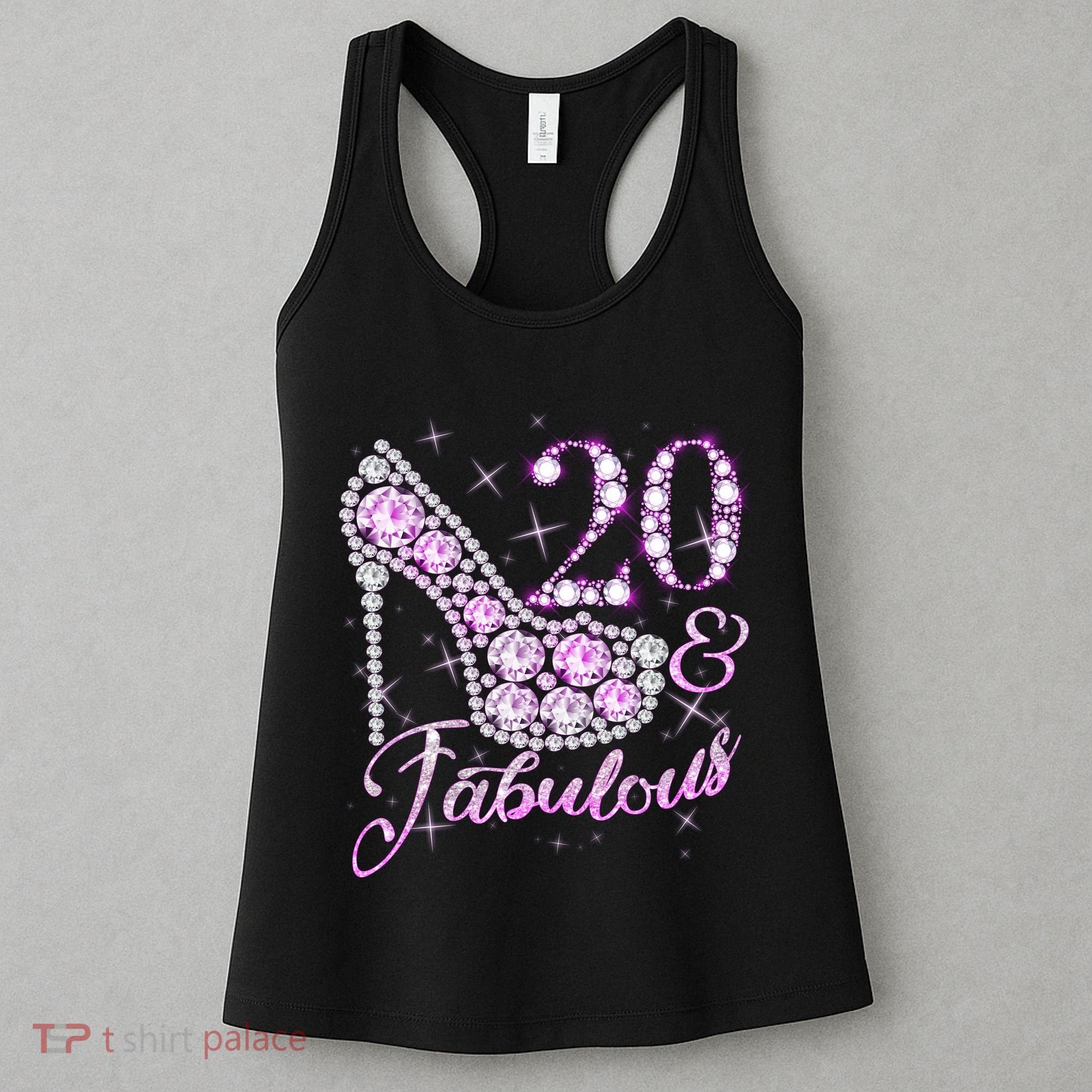 Fabulous & 20 Sparkly Shiny Heel 20th Birthday Women's Tank Top