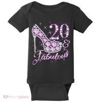 Fabulous & 20 Sparkly Shiny Heel 20th Birthday Baby Bodysuit thumb 0