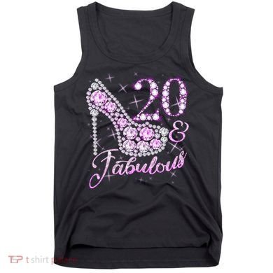 Fabulous & 20 Sparkly Shiny Heel 20th Birthday Tank Top