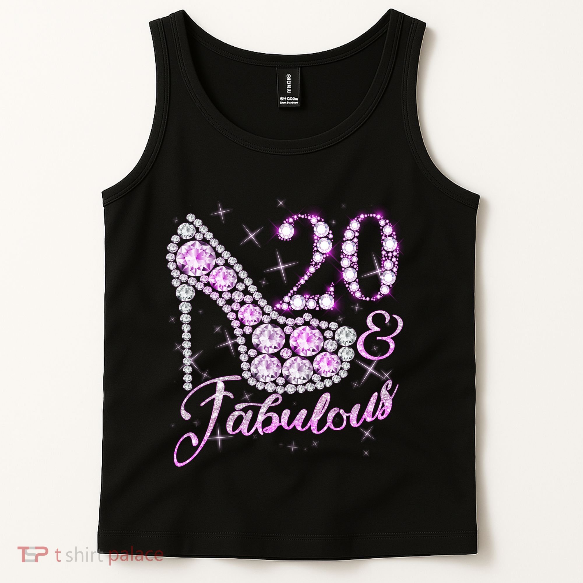 Fabulous & 20 Sparkly Shiny Heel 20th Birthday Tank Top