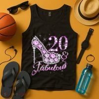 Fabulous & 20 Sparkly Shiny Heel 20th Birthday Tank Top thumb 4