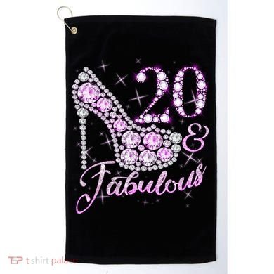 Fabulous & 20 Sparkly Shiny Heel 20th Birthday Golf Towel