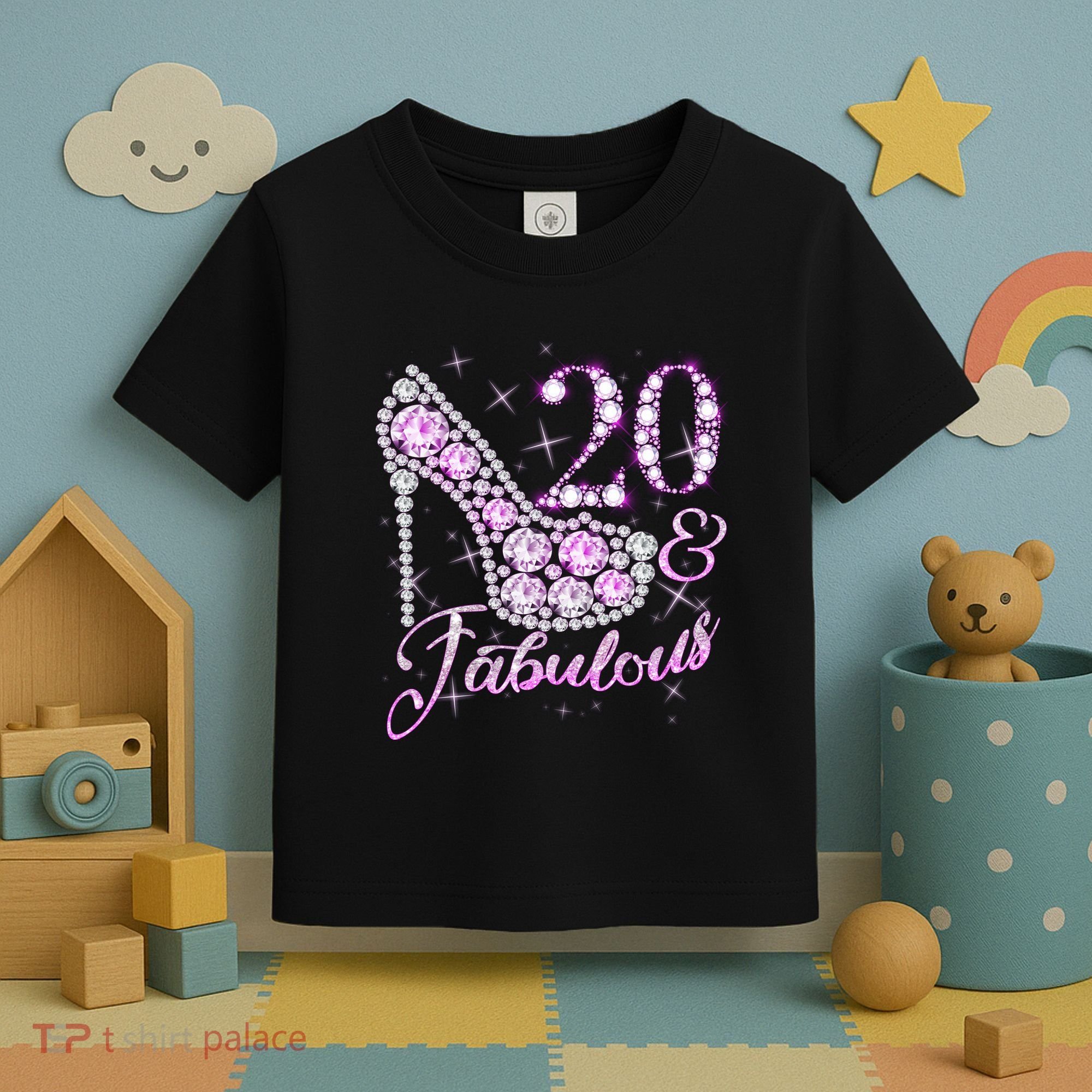 Fabulous & 20 Sparkly Shiny Heel 20th Birthday Toddler T-Shirt
