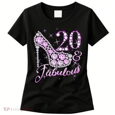 Fabulous & 20 Sparkly Shiny Heel 20th Birthday Women's T-Shirt