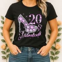 Fabulous & 20 Sparkly Shiny Heel 20th Birthday Women's T-Shirt thumb 2