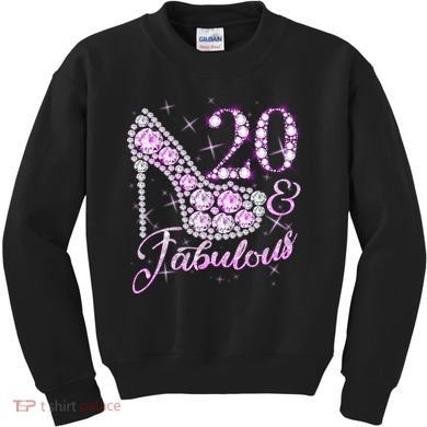 Fabulous & 20 Sparkly Shiny Heel 20th Birthday Kids Sweatshirt
