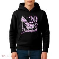 Fabulous & 20 Sparkly Shiny Heel 20th Birthday Kids Hoodie thumb 4