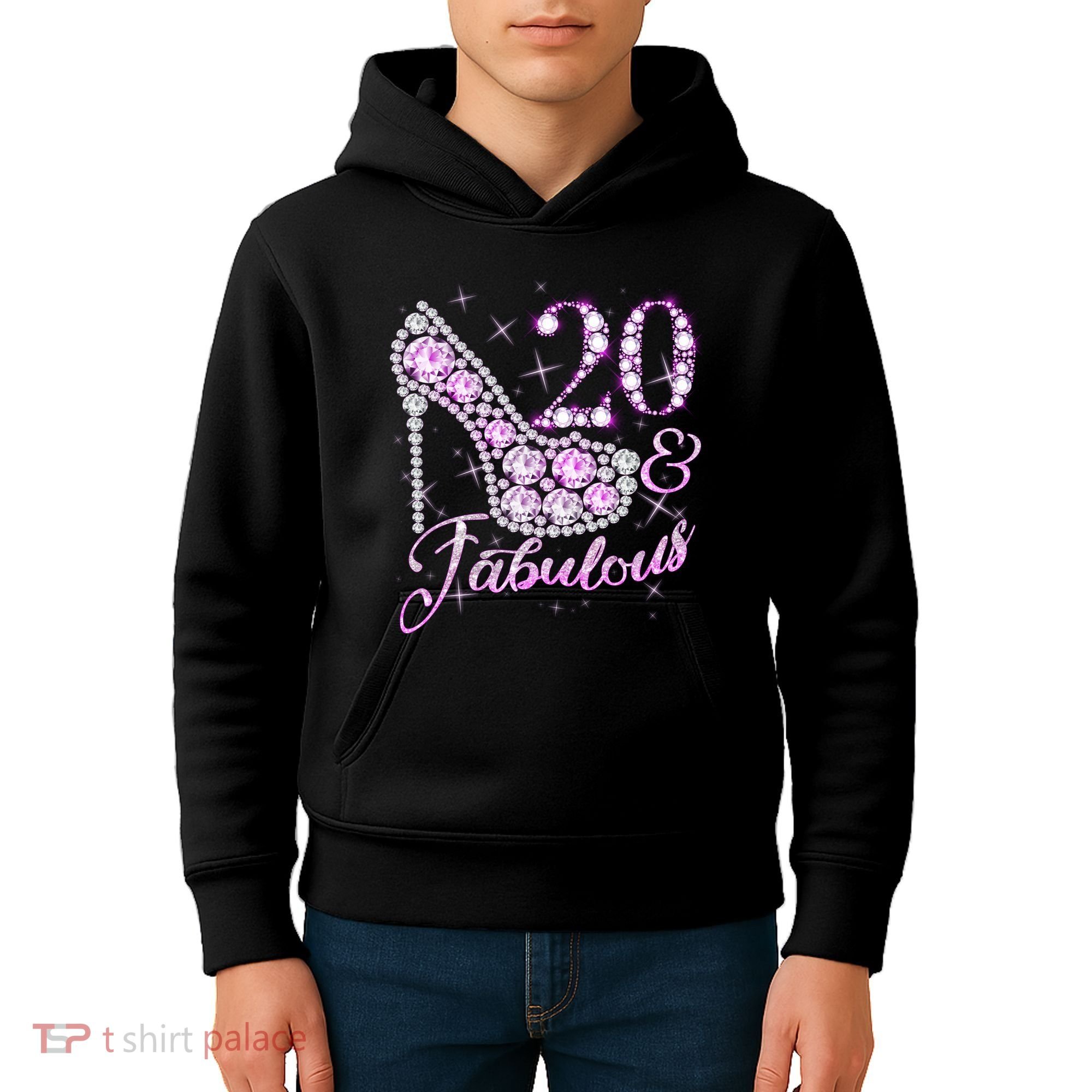 Fabulous & 20 Sparkly Shiny Heel 20th Birthday Kids Hoodie