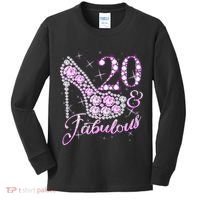 Fabulous & 20 Sparkly Shiny Heel 20th Birthday Kids Long Sleeve Shirt thumb 0