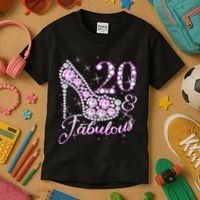 Fabulous & 20 Sparkly Shiny Heel 20th Birthday Kids T-Shirt thumb 3