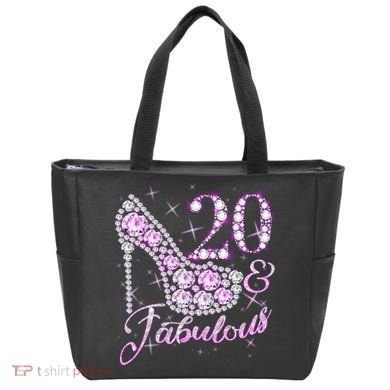 Fabulous & 20 Sparkly Shiny Heel 20th Birthday Tote Bag