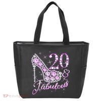Fabulous & 20 Sparkly Shiny Heel 20th Birthday Tote Bag thumb 0