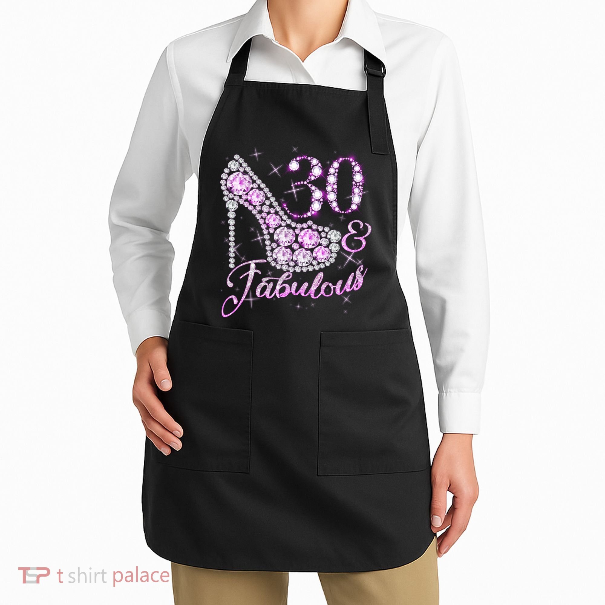 Fabulous & 30 Sparkly Shiny Heel 30th Birthday Apron
