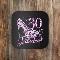 Fabulous & 30 Sparkly Shiny Heel 30th Birthday Coaster thumb 0